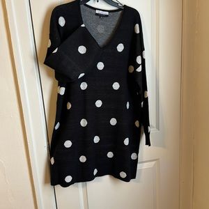 Black polka dot tunic sweater